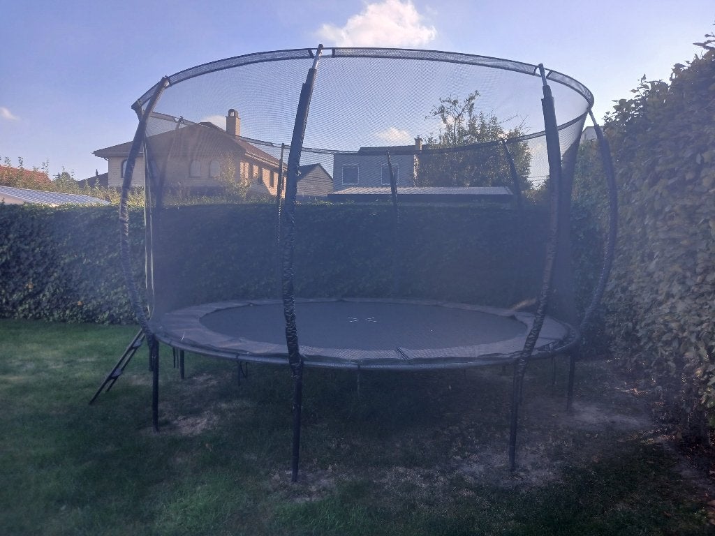Trampoline FLY Base 366 Zwart + Safety Net, Kinderen en Baby's, Ophalen, Gebruikt