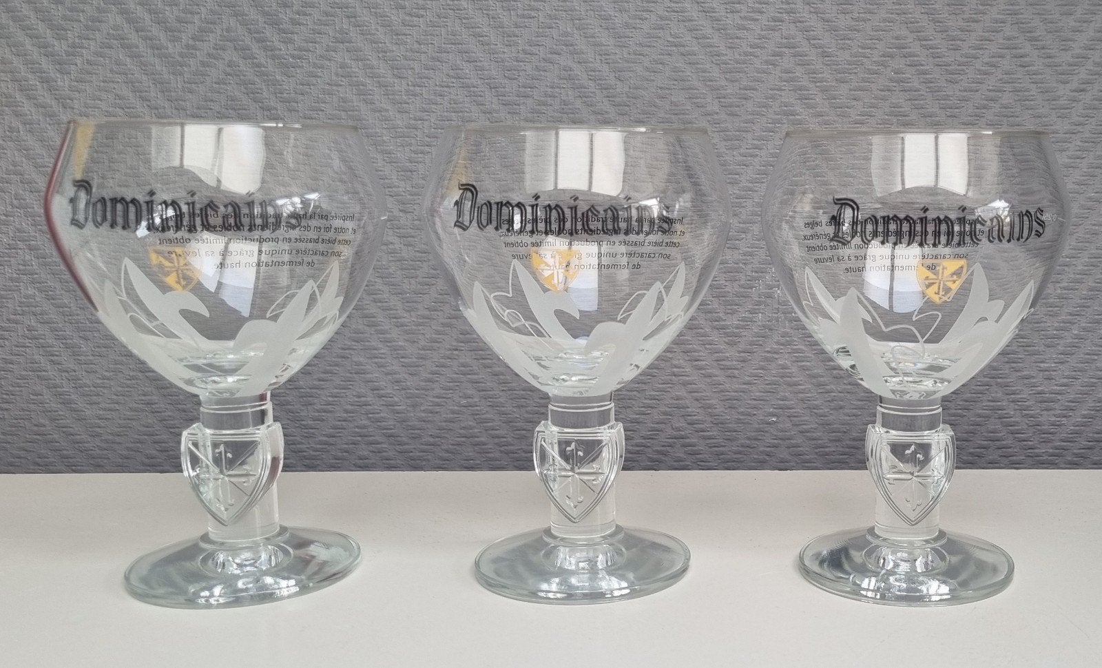 Lot de 3 verres à bière "Dominicains" sur pied – 25 cl –, Enlèvement, Utilisé, Verre à bière