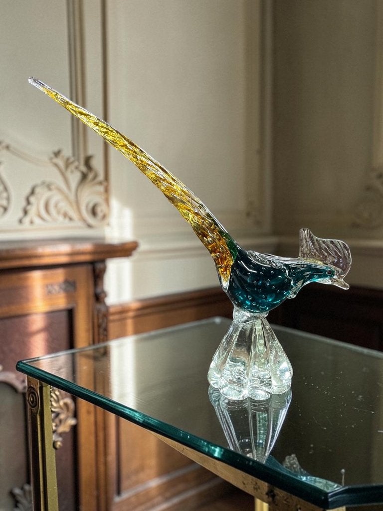 décoration vintage en verre de murano oiseau/faisan, Antiquités & Art, Enlèvement