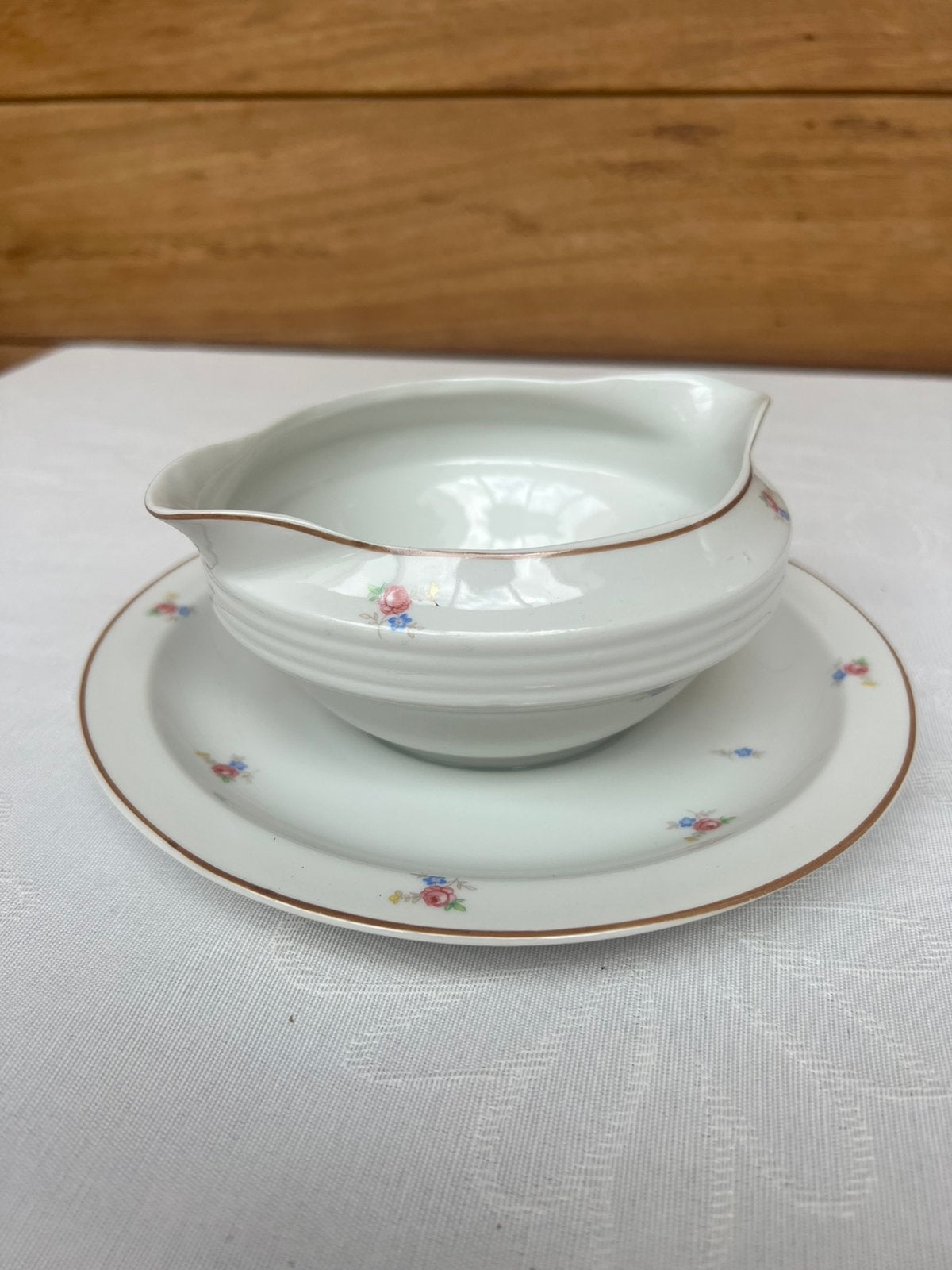 Bol à sauce vintage en porcelaine avec soucoupe, Antiquités & Art, Enlèvement