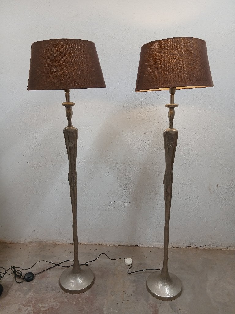 2 Design Staanlampen/vloerlampen in Giacometti stijl, Huis en Inrichting, Ophalen, Zo goed als nieuw, Metaal, 100 tot 150 cm