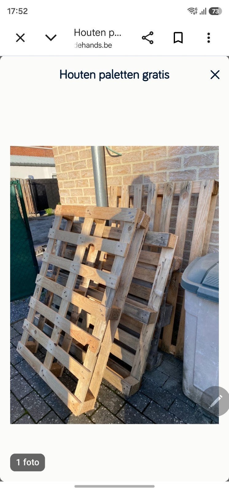 huten en tuinstol, Enlèvement, Palette