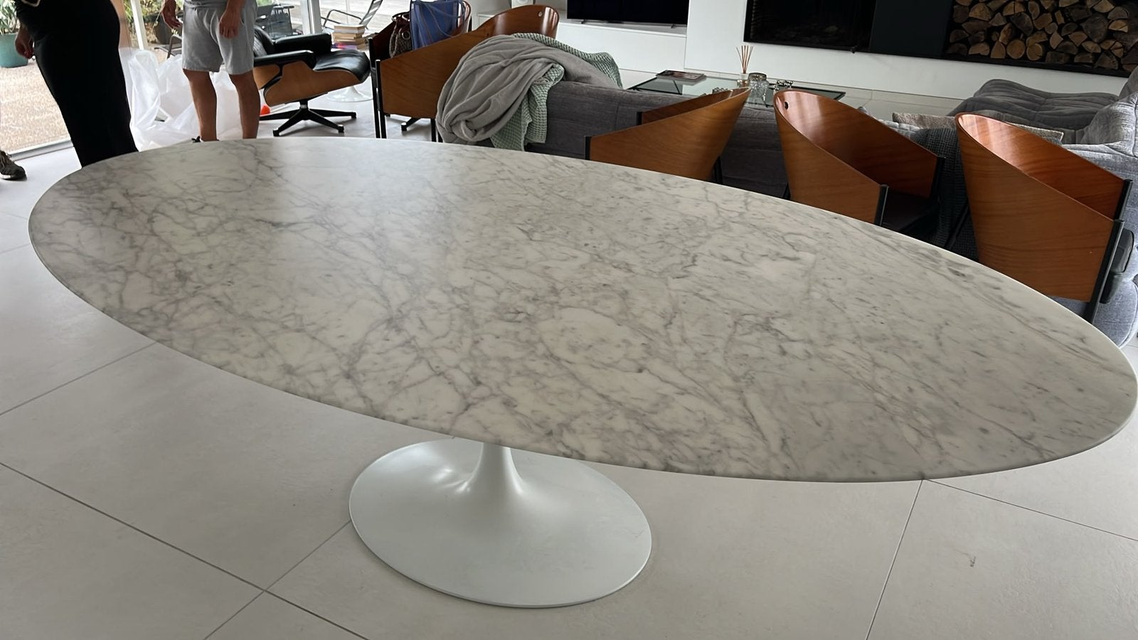 Orig. oval Knoll Tulip (198x121) Arabescato mat (+rond), Enlèvement ou Envoi, Vitra togo mah jong leolux edra cassina b&b italia artifort