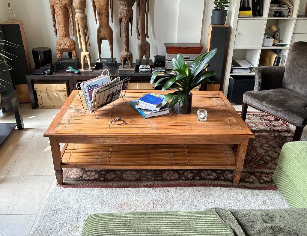 Teaken salontafel, Ophalen, Gebruikt, 100 tot 150 cm, 50 tot 75 cm