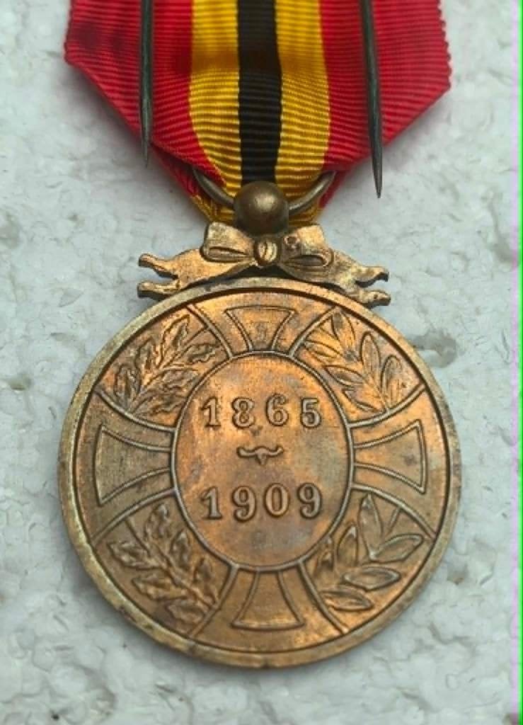 Medaille, Regeerperiode Leopold-II, Mod 1865-1909 Overlijden, Verzamelen, Ophalen of Verzenden, Landmacht, Lintje, Medaille of Wings