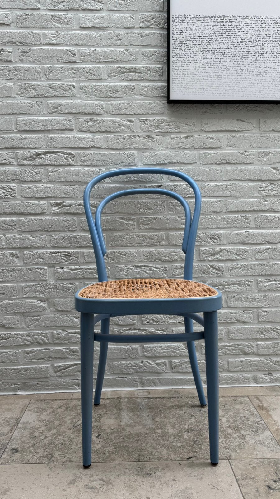 Originele Thonet stoel – lichtblauw met Weens riet, Ophalen, Blauw, Design, Hout