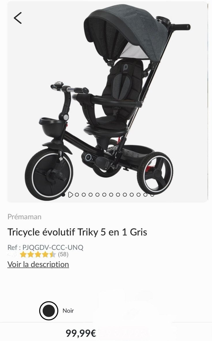 Prémaman Triky 5-in-1 meegroei driewieler (Gris / Zwart), Ophalen, Zo goed als nieuw