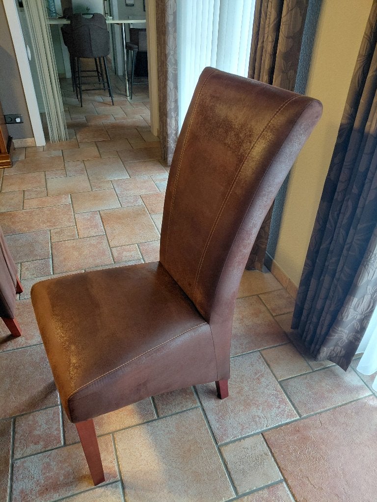 6 stijlvolle eetkamerstoelen, Huis en Inrichting, Stoelen, Ophalen, Bruin, Zo goed als nieuw, Tijdloos/landelijk