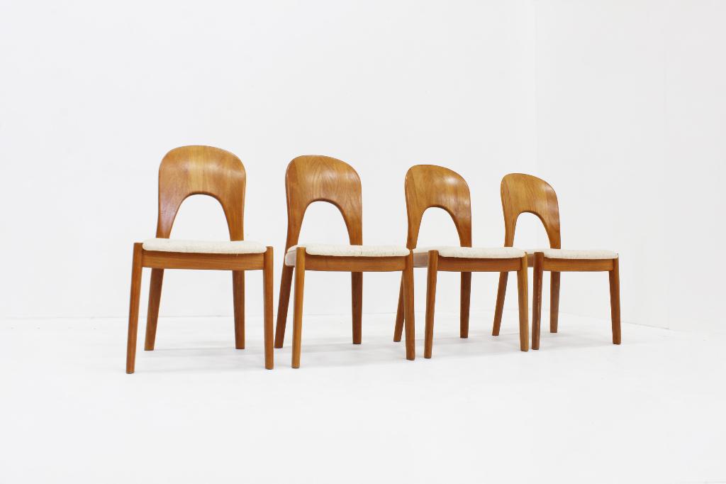 Vintage Deense eetkamer stoelen Niels Koefoed massief teak, Huis en Inrichting, Ophalen of Verzenden, Zo goed als nieuw