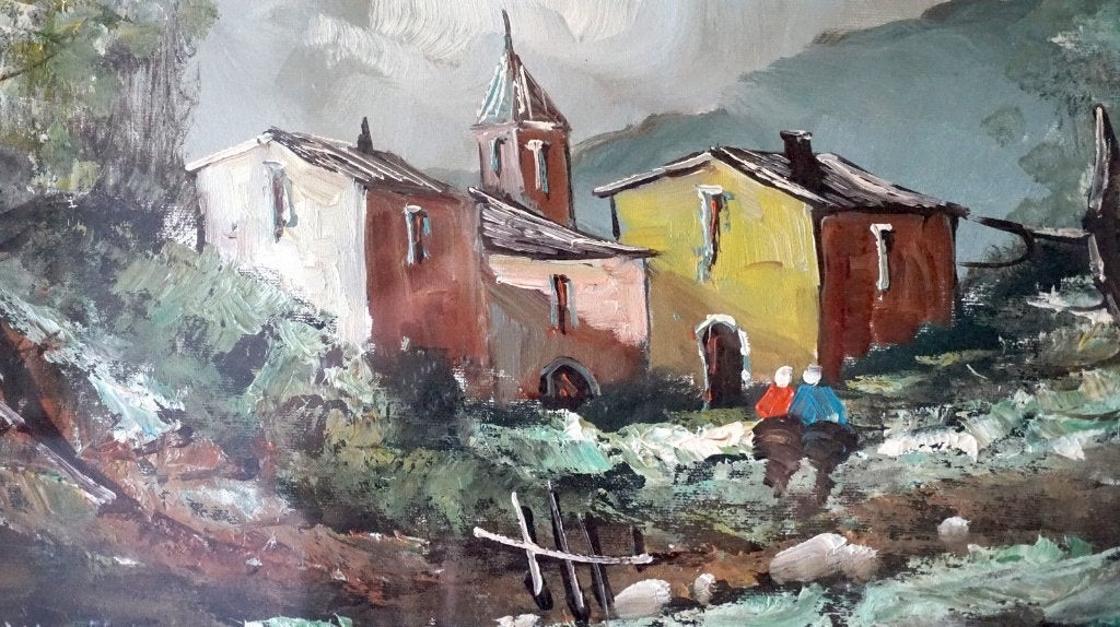 Tableau datant de 1920-40 - Signé - Paysage Hivernal, Enlèvement