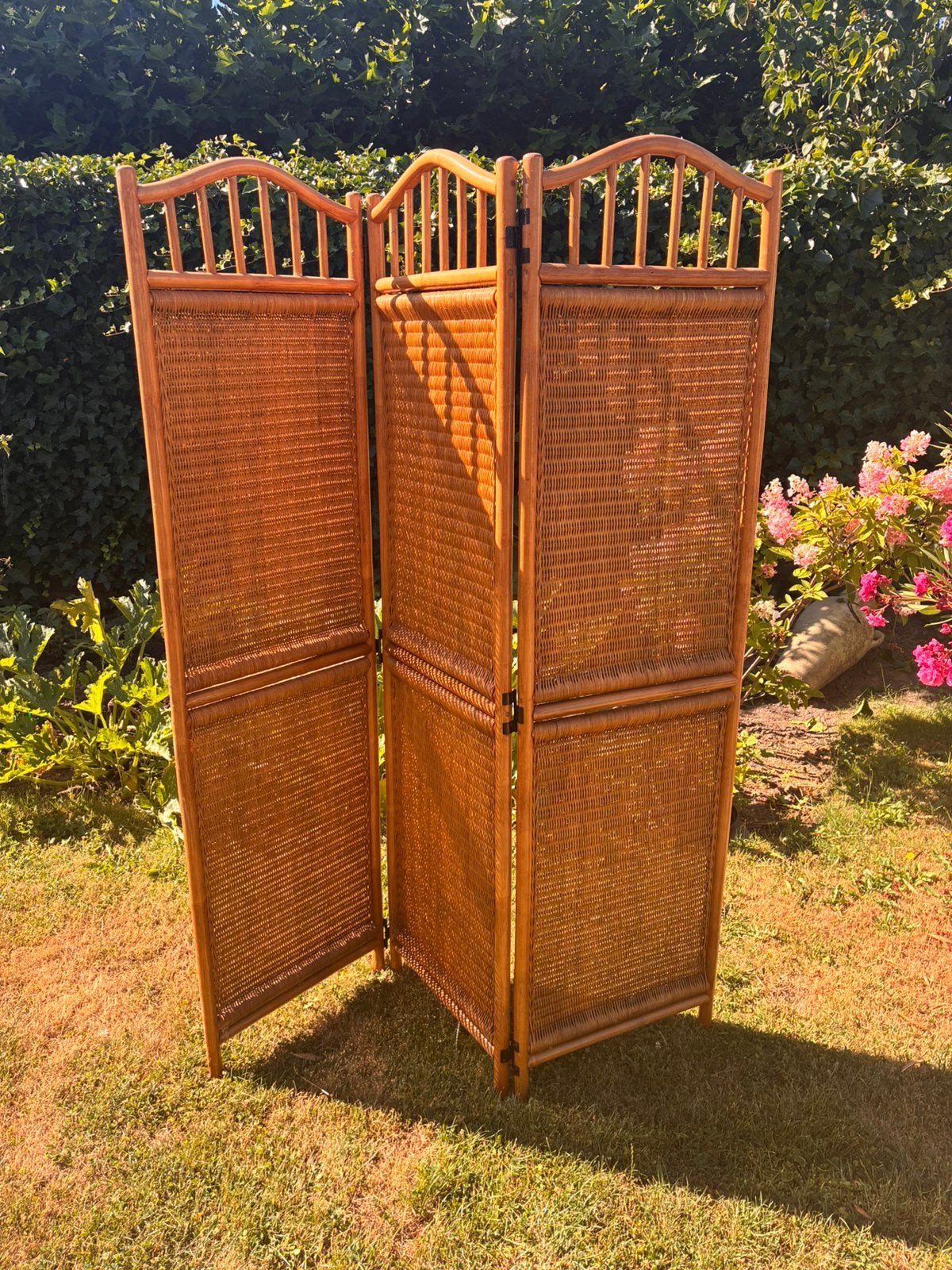 Vintage Rotan kamerscherm paravent, Ophalen, Gebruikt