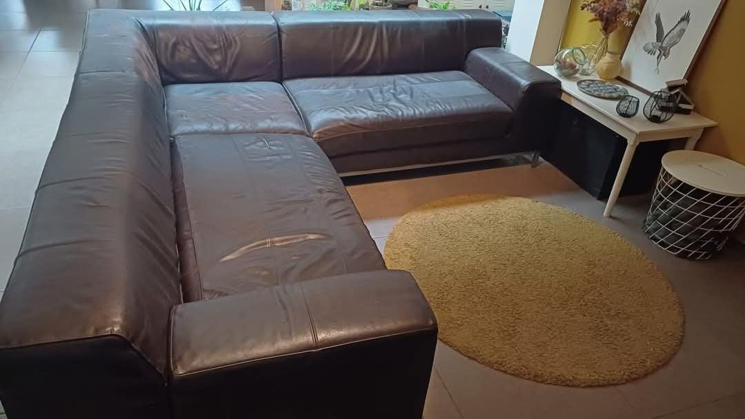 Hoekbank 5 personen, Huis en Inrichting, Zetels | Complete zithoeken, Ophalen, Gebruikt, Leer