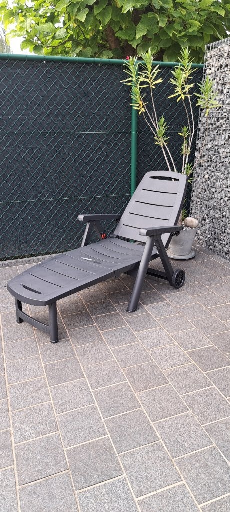 Deux chaises longues pliables avec coussins, Jardin & Terrasse, Enlèvement, Comme neuf, Synthétique, Pliant