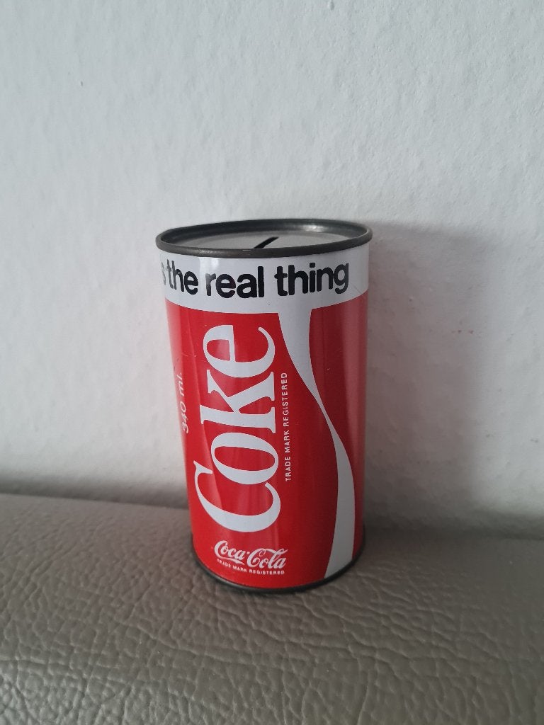 vintage spaarpot in blik Coca Cola, Verzamelen, Ophalen of Verzenden