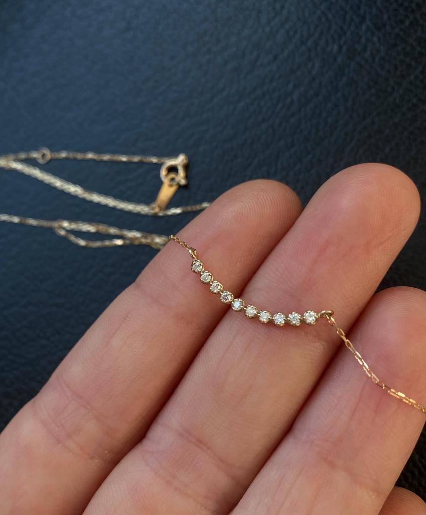 10 diamanten ketting geel goud, Wit, Nieuw, Ophalen of Verzenden, Verstelbaar