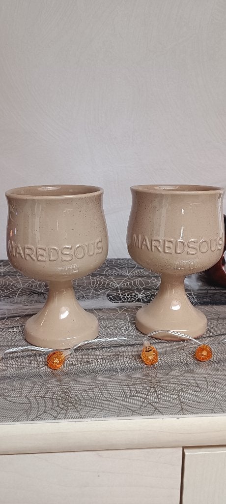 Neufs 2 calices en céramique beige en grès biere Maredsous., Enlèvement ou Envoi, Neuf, Autres marques