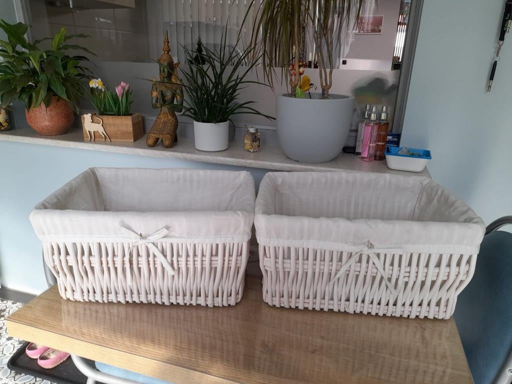 2 rieten manden, Ophalen, Gebruikt, Mand, Riet