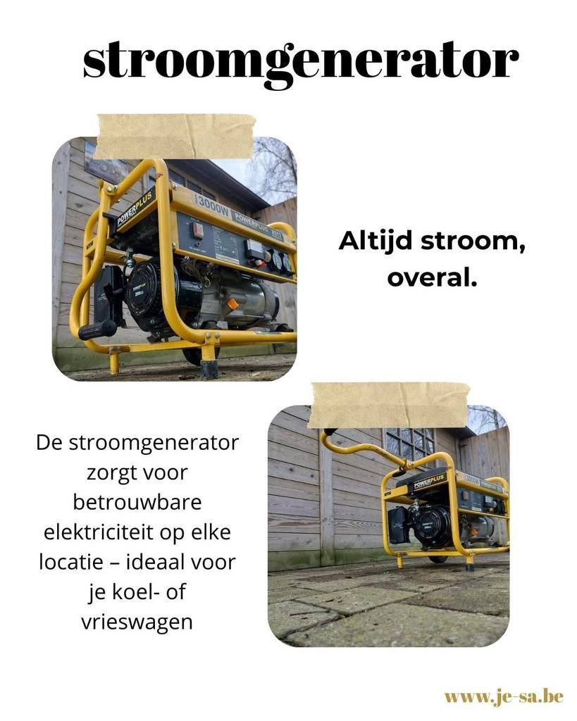 Stroomgenerator te huur, Doe-het-zelf en Bouw, Aggregaten, Ophalen of Verzenden, Benzine