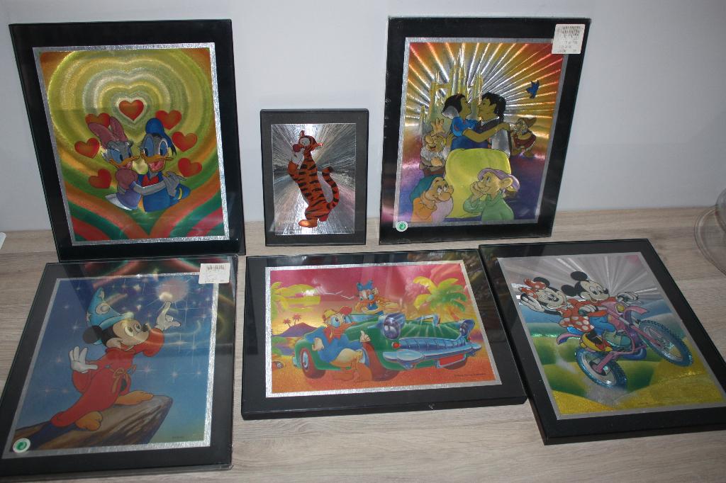 6x Disney Metalic print , 5x +-30x24 cm ,1 x 18,5x13,5 cm, Ophalen of Verzenden, Overige figuren, Zo goed als nieuw, Plaatje of Poster