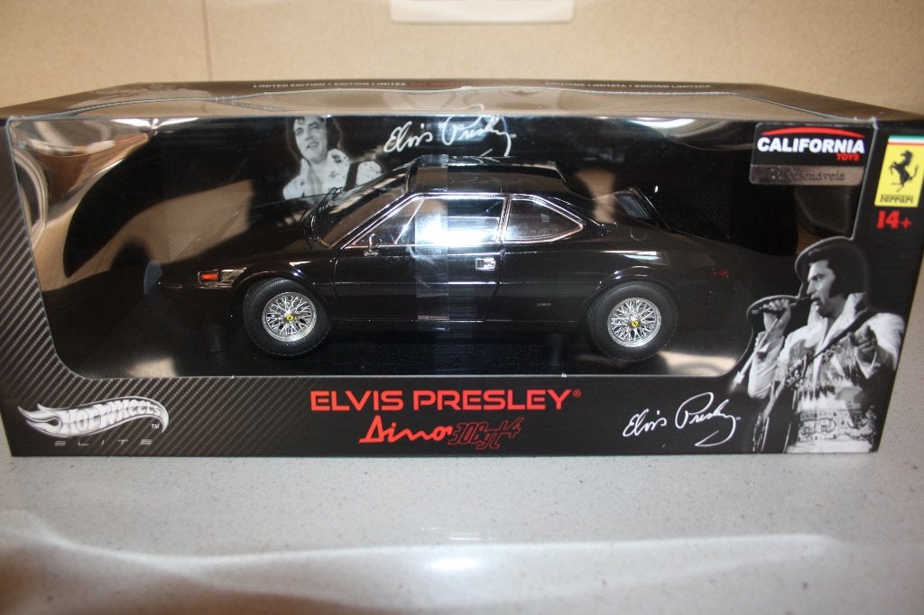 1:18 Hot Wheels Elvis Presley Dino 308 GT4 zwart., Hobby en Vrije tijd, Ophalen of Verzenden, Nieuw, Auto, Hot Wheels