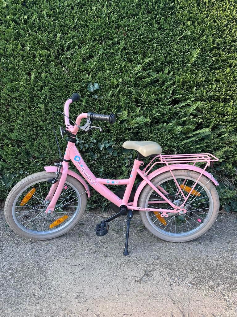 Kinderfiets meisje 16 inch roze met bloemenmotief, Ophalen, Zo goed als nieuw, 16 inch