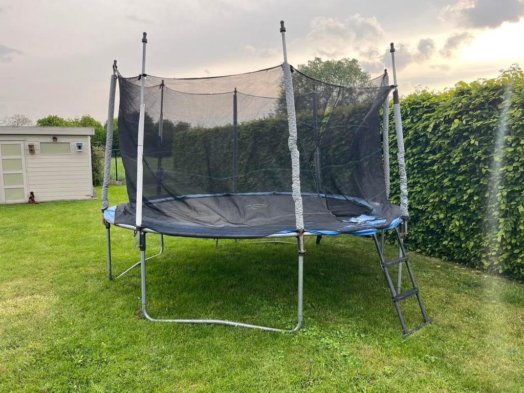 Grote trampoline q for life (3,60 diameter), Ophalen, Gebruikt