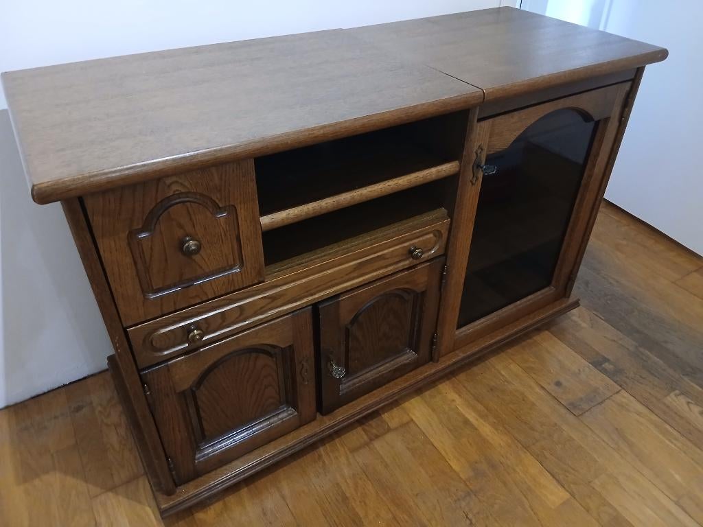 Meuble tv en chêne, Maison & Meubles, Voir photos, Moins de 100 cm, Comme neuf, 100 à 150 cm