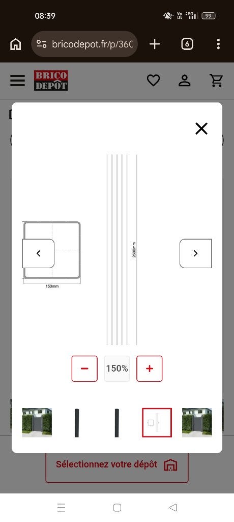 1 Poteau en aluminium pour portillon, Enlèvement, Neuf, 250 cm ou plus, Poteaux