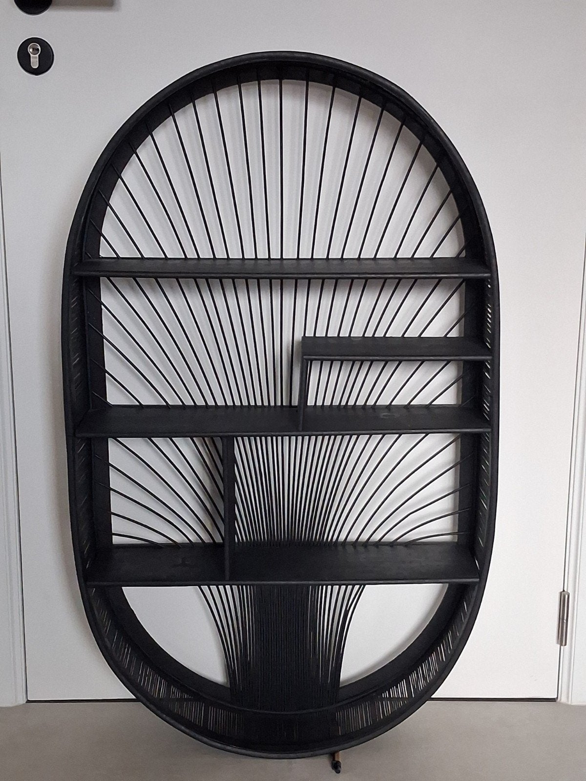 Wanddecoratief in zwart rotan, Ophalen, Zwart