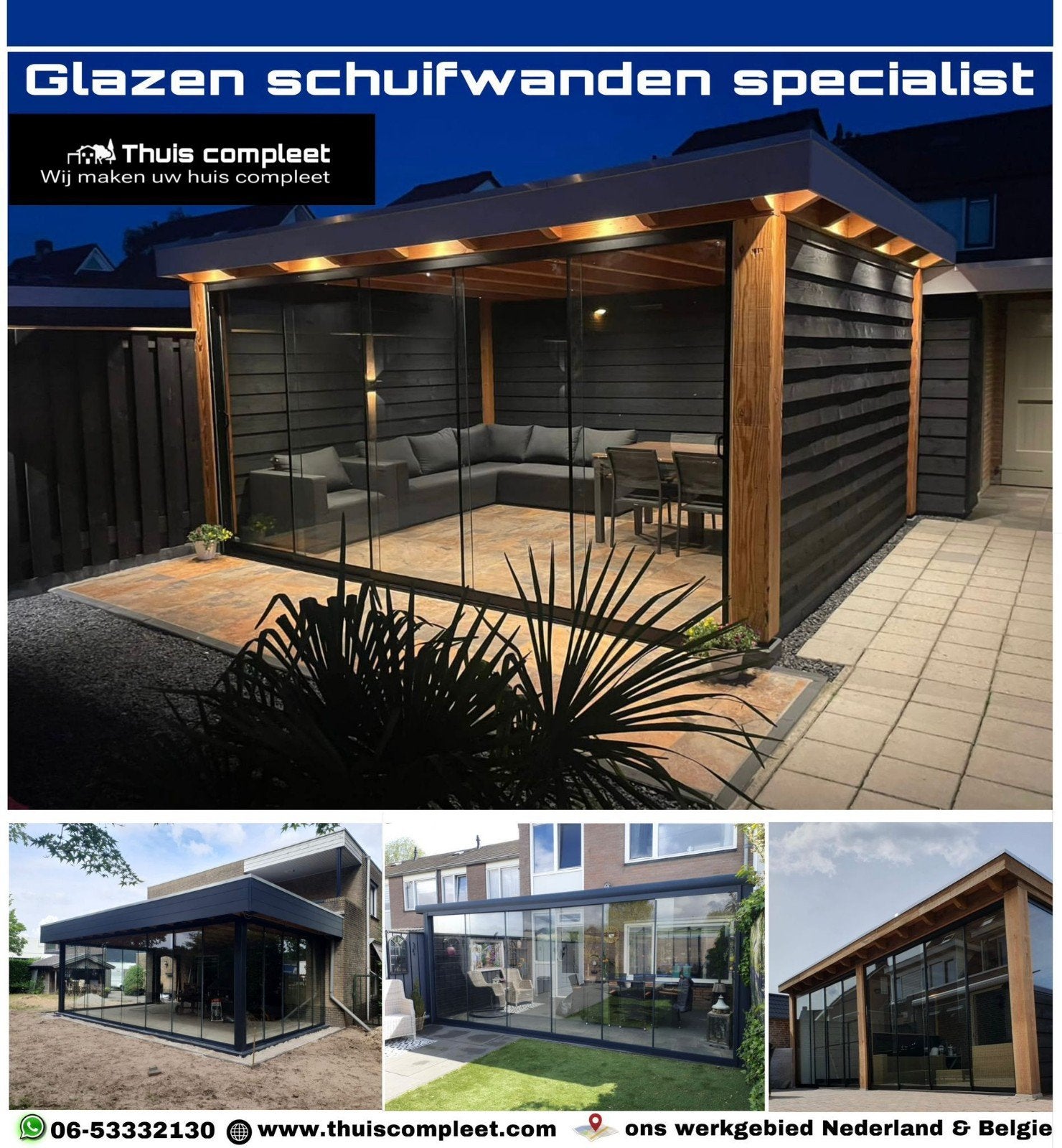Glazen schuifwanden glazenschuifwand Glazenwand glaswand, Ophalen of Verzenden, Veiligheidsglas
