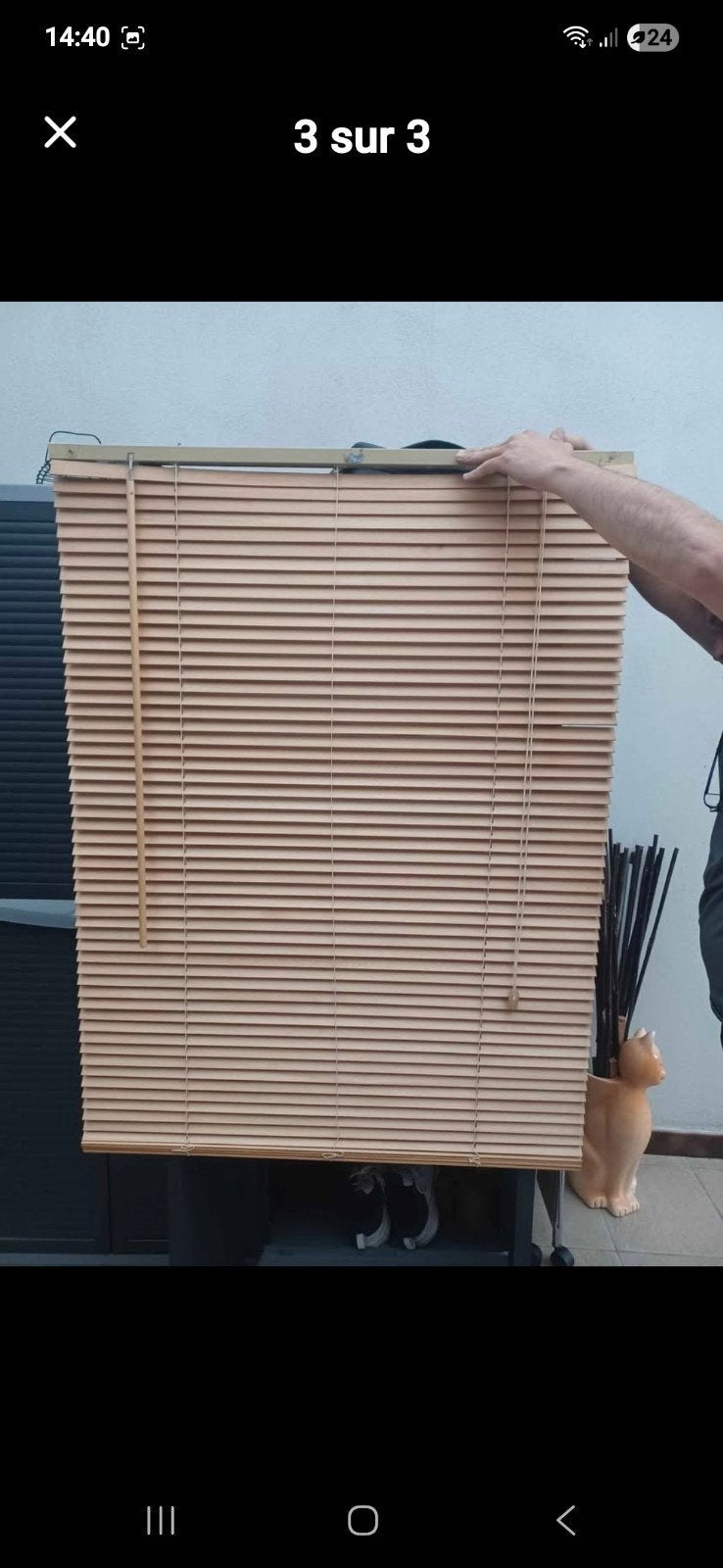 Stores en bois., Enlèvement, Bois