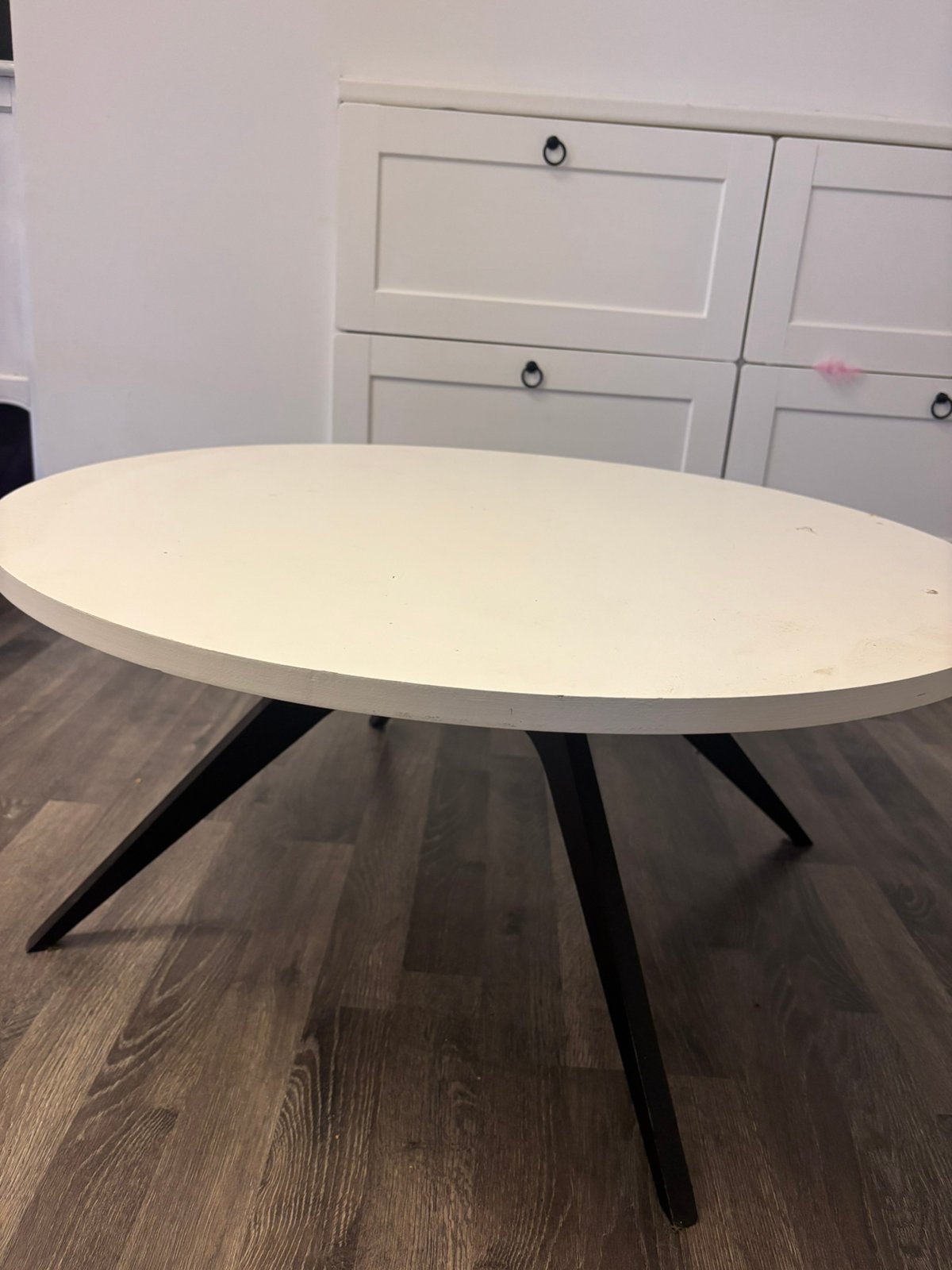 Ronde Salontafel wit retro, Ophalen, Gebruikt, 50 tot 100 cm, Rond