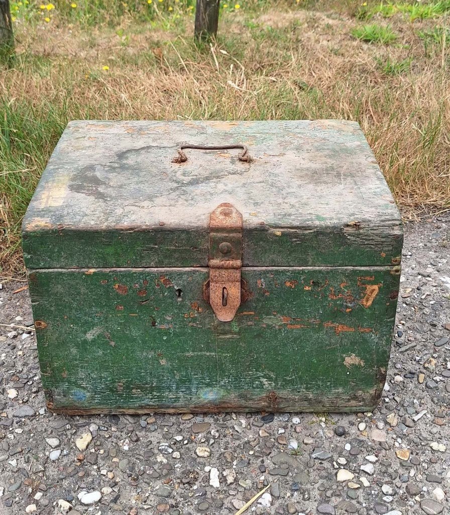Vintage houten kist met een stoer patina😎, Ophalen of Verzenden