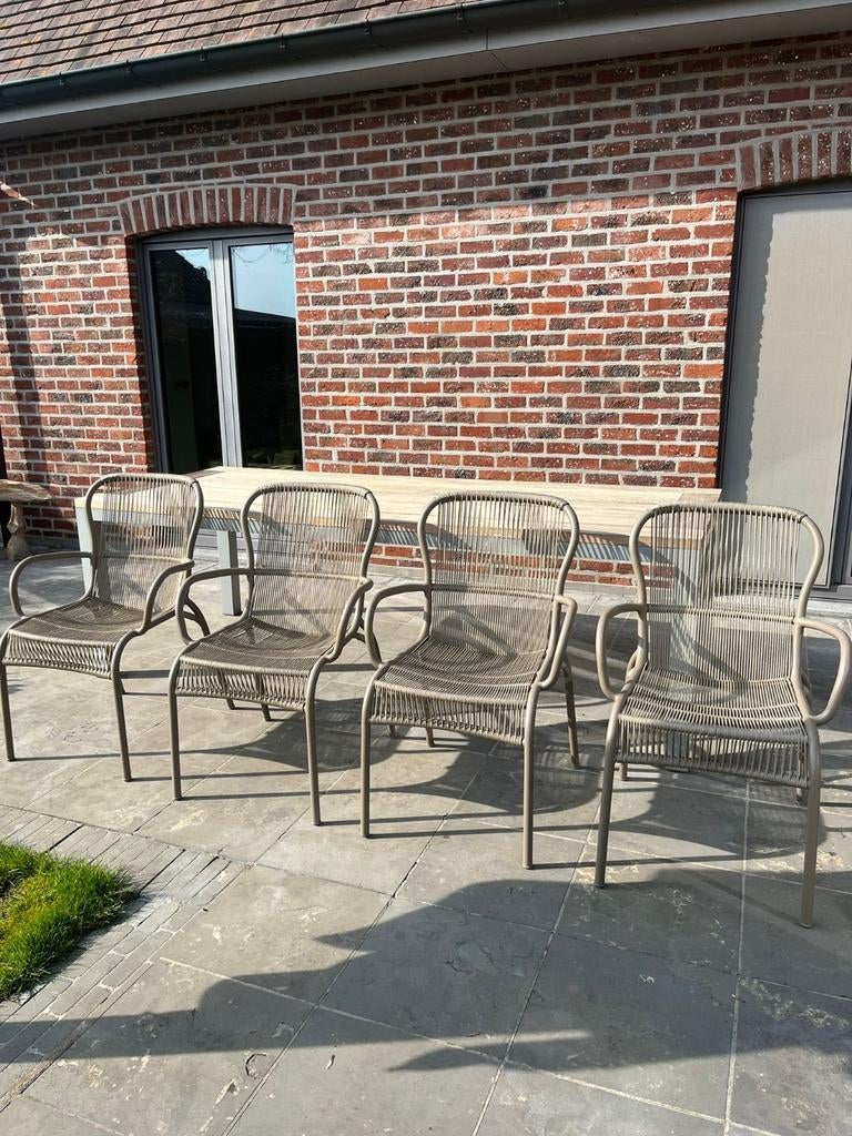 Prachtige set van 4 Vincent Sheppard Loop Dining stoelen, Tuin en Terras, Ophalen, Zo goed als nieuw, Aluminium, Stapelbaar