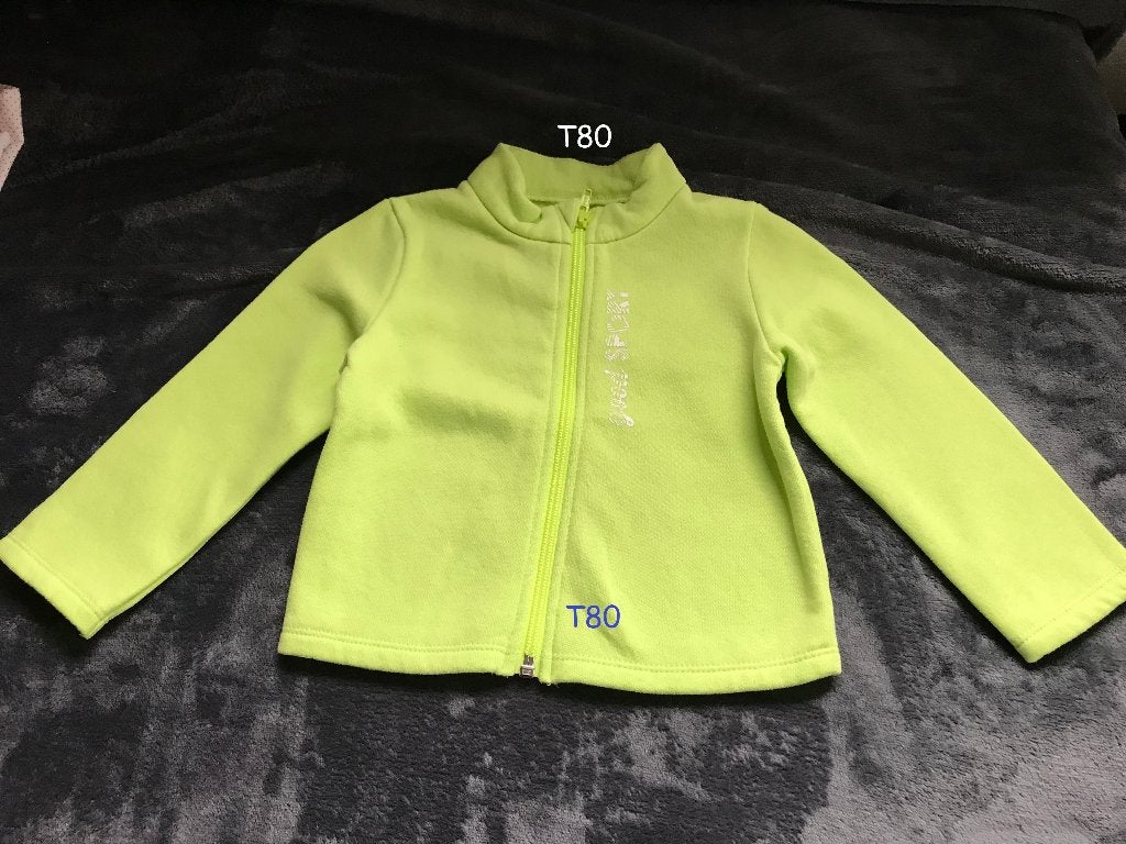 T80 geel/groen fluo vest met ritssluiting zeer goede staat, Ophalen of Verzenden, Gebruikt, Jongetje of Meisje, Truitje of Vestje