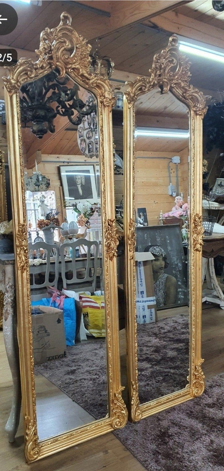 Prachtige gouden barok spiegel set met sierlijke details,

i, Antiek en Kunst, Ophalen