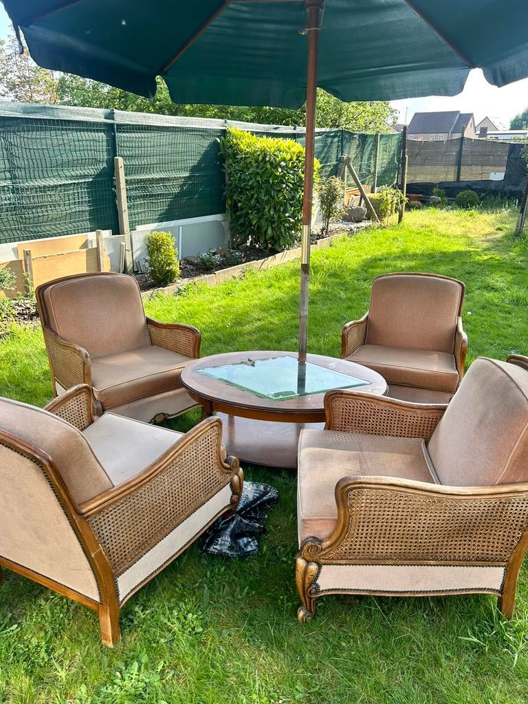 Mooie antieke set met tafel, Tuin en Terras, Tuinsets en Loungesets, Ophalen, Zo goed als nieuw