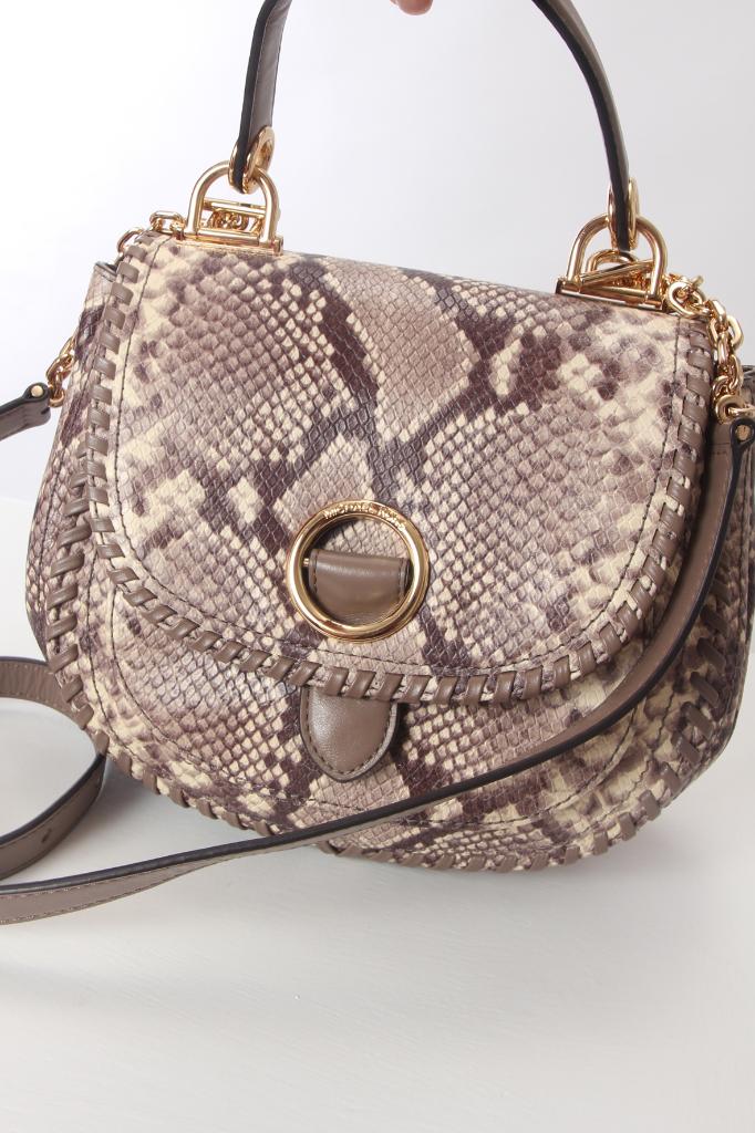 Zadeltas , phyton structuur Michael Kors, Ophalen of Verzenden, Zo goed als nieuw, Beige, Schoudertasje
