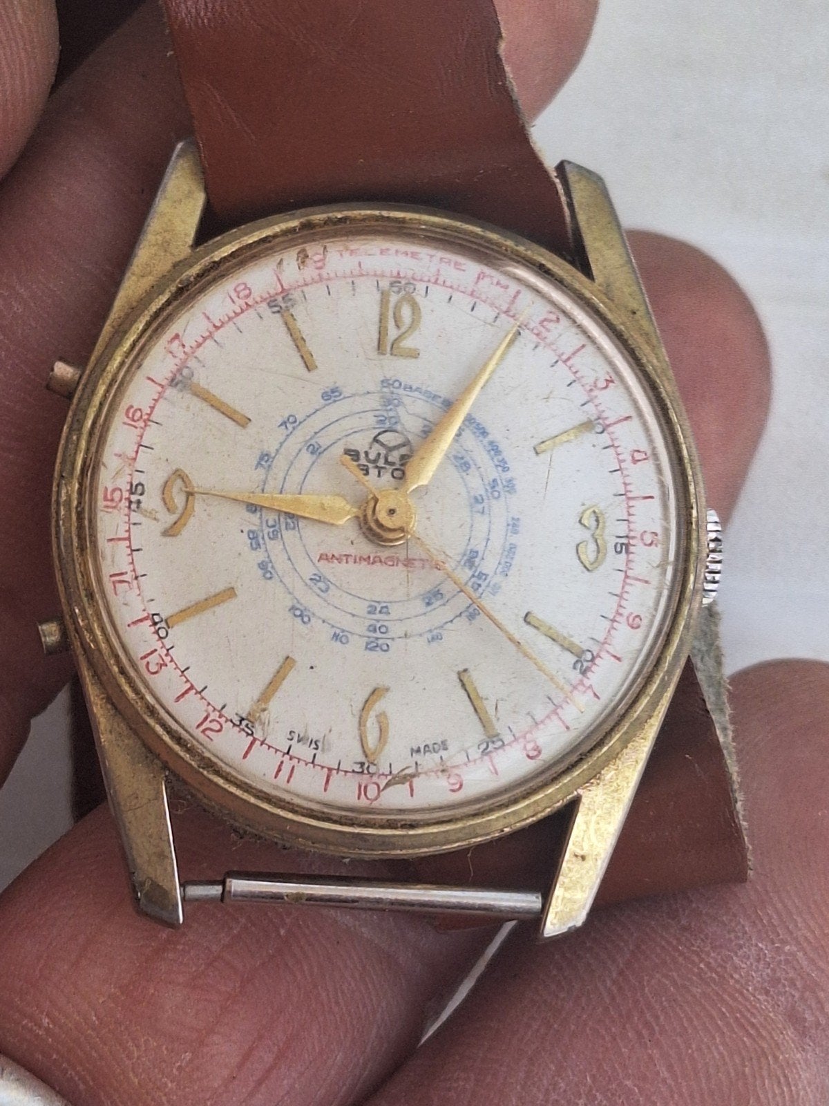 vintage mechanisch horloge buler stop. werkt, Handtassen en Accessoires, Horloges | Heren, Ophalen of Verzenden