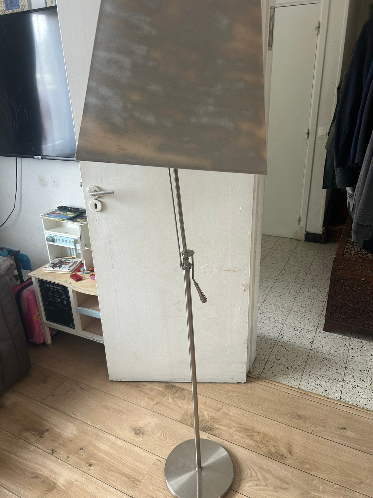 Lampadaire design contemporain orientable en métal brossé, Enlèvement, Comme neuf, Métal