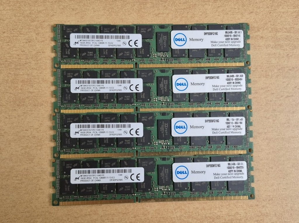 4 x 16 GB 2Rx4 PC3/DDR3-12800 MHz - ECC (voor server!), Gebruikt, Server, DDR3, Ophalen of Verzenden