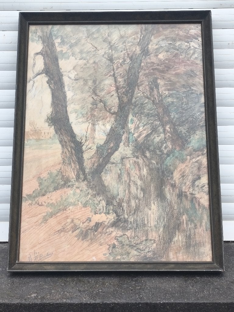 Pastel signe François bulens, Antiquités & Art, Art | Peinture | Classique, Enlèvement ou Envoi, Pastel