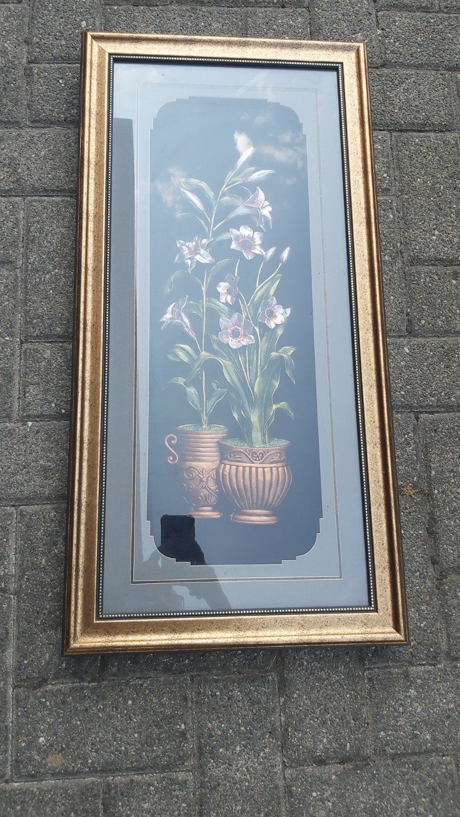 SCHILDERIJ VAAS MET BLOEMEN IN RELIËF 85/42CM 20€, Huis en Inrichting, Woonaccessoires | Lijsten, 85 cm, Ingelijst werk, Zo goed als nieuw