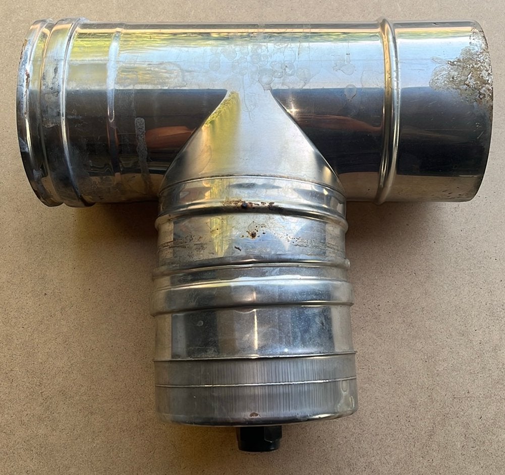 Inox(roestvrij staal) T - Stuk voor kachel/verwarmingsketel, Doe-het-zelf en Bouw, Ophalen of Verzenden, Gebruikt, Kachel