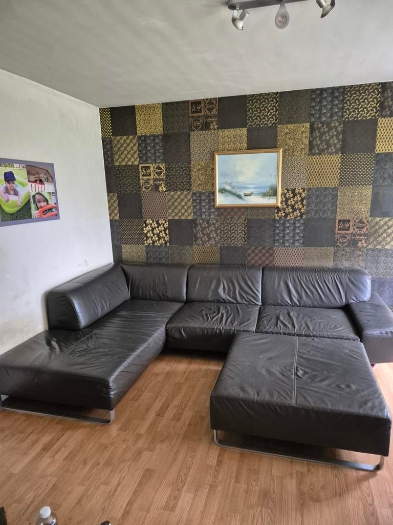 Hoekzetel antraciet leder, Huis en Inrichting, Ophalen