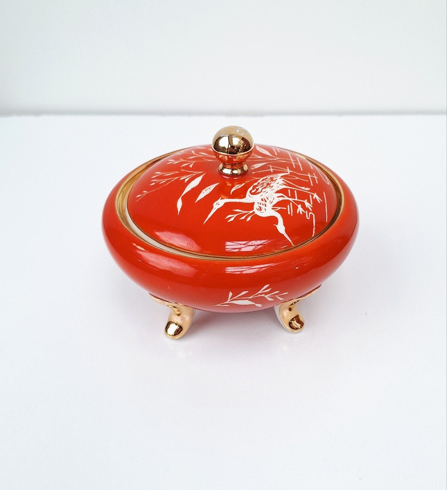 Joli sucrier vintage en porcelaine orange Waldershof, Enlèvement ou Envoi