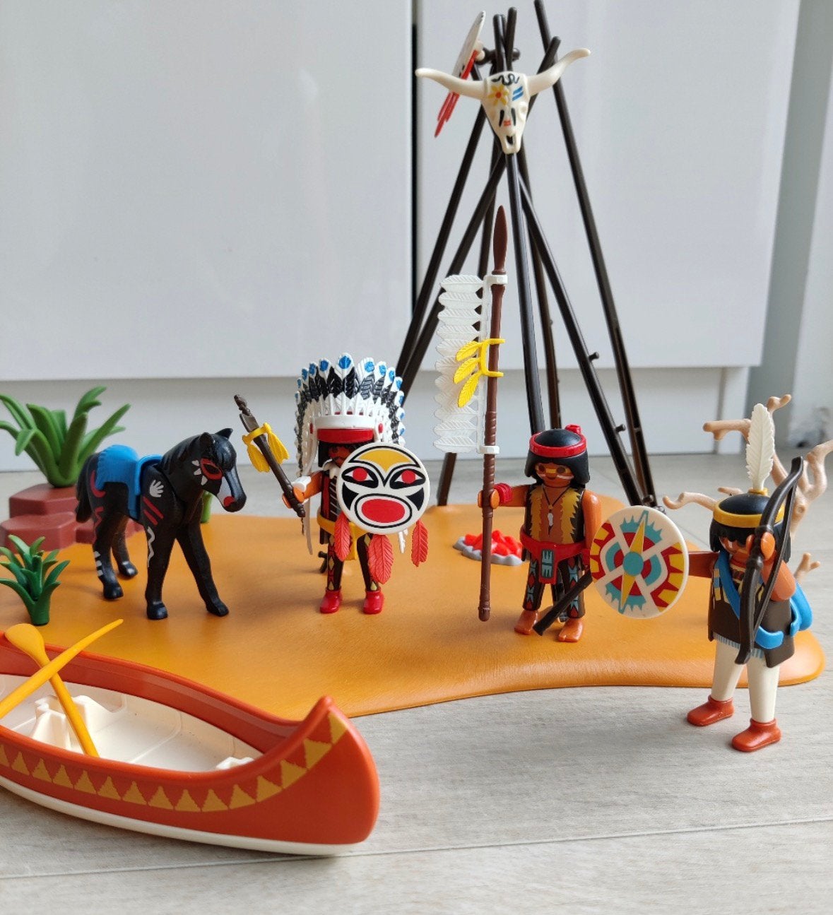 Playmobil Western / Indianen lot met tipi, kano en paard, Ophalen, Zo goed als nieuw, Figuren