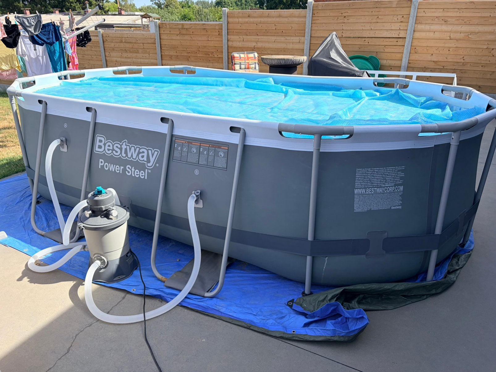 Bestway zwembad 7m3 met toebehoren, Tuin en Terras, Ophalen, Zo goed als nieuw
