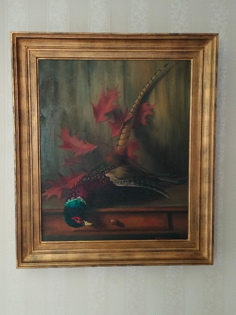 schilderij van fazant - jachttafereel van Alfons Waterschoot, Antiek en Kunst, Kunst | Schilderijen | Klassiek, Ophalen, Doek