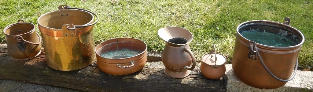 Set van 6 verschillende metalen potten., Ophalen of Verzenden, Metaal